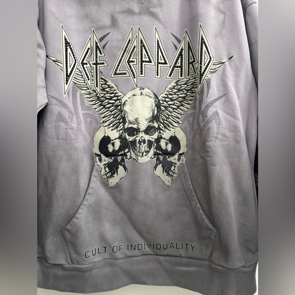 Cult Of Individuality  PULLOVER SWEATSHIRT IN DEF LEPPARD TRIBAL GREY - Picture 6 of 16